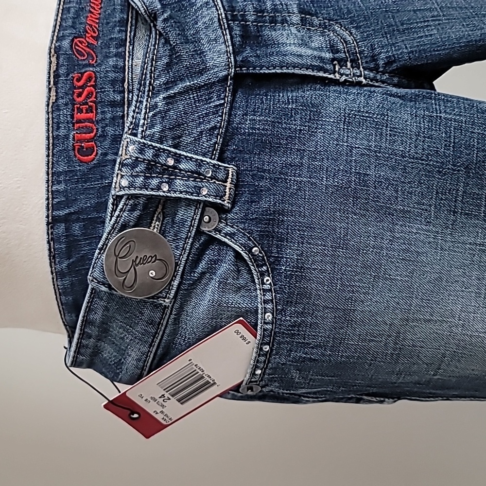 NWT Vintage Guess Premium Rhinestone Embellished Stretch Low Rise Jeans, Sz. 24 - Picture 5 of 16